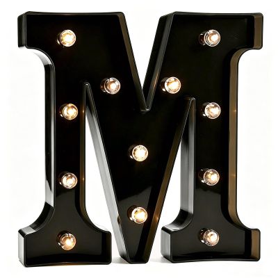 Pooqla Black Light Up Letter M, Marquee Letters Black Room Decor