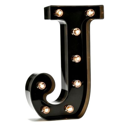 Pooqla Black Light Up Letter J, Marquee Letters Black Room Decor