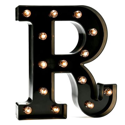 Pooqla Black Light Up Letter R, Marquee Letters Black Room Decor