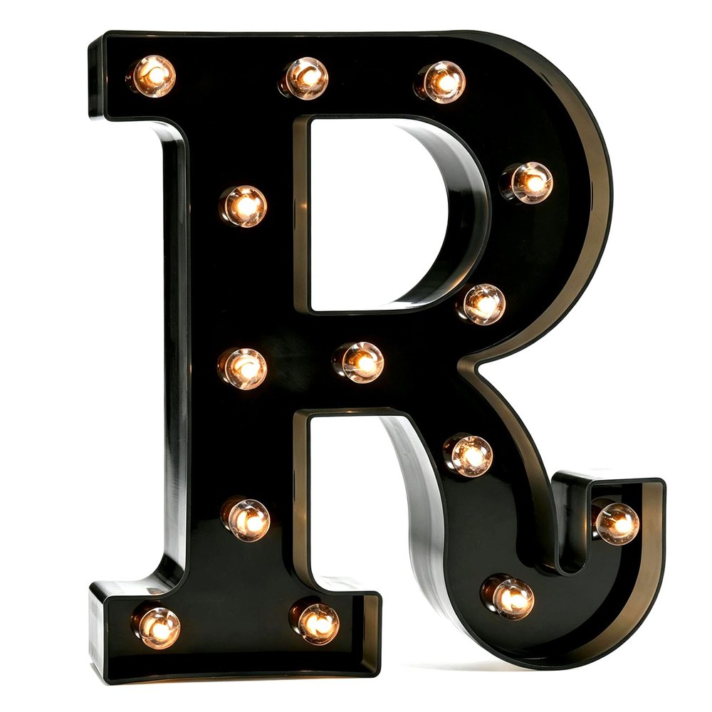Pooqla Black Light Up Letter R, Marquee Letters Black Room Decor