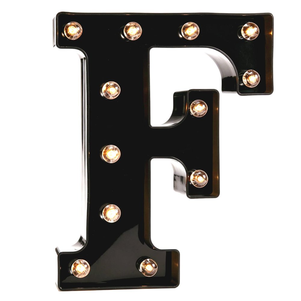 Pooqla Black Light Up Letter F, Marquee Letters Black Room Decor