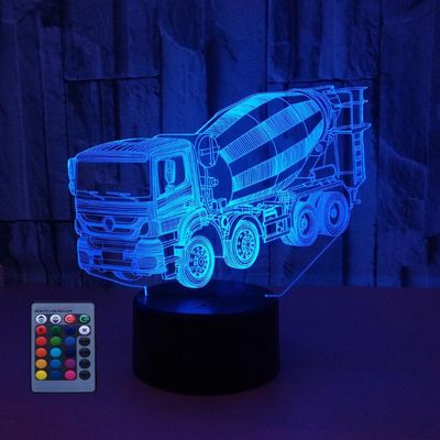 HPBN8 Ltd 3D Truck Mixer Night Light Illusion Lamp 7 Color Change LED Touch USB Table Decor Decorations
