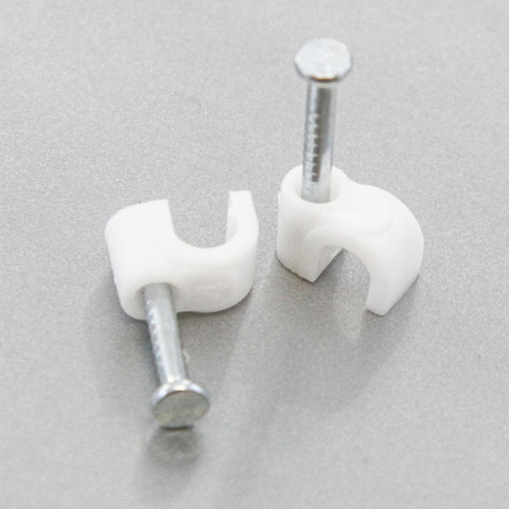 100 Round 5/32 Inches (4 mm) Cable Wire Clips Cable Management Cord Tie Holder Coaxial Nail in Clamps Tacks