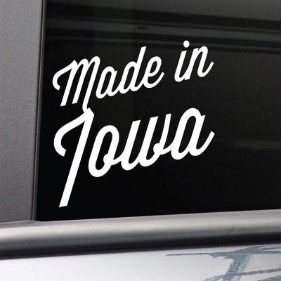 Nashville Decals Made in Iowa Vinyl Decal Laptop Car Truck Bumper Window Sticker, 6.5" x 5.5", White