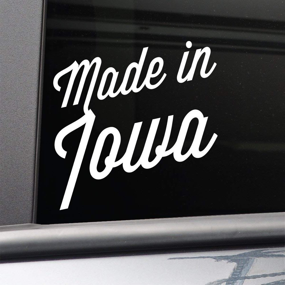 Nashville Decals Made in Iowa Vinyl Decal Laptop Car Truck Bumper Window Sticker, 6.5" x 5.5", White