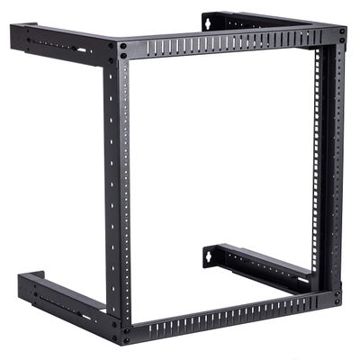 Kenuco 12U Adjustable Depth Wall Mount Open Frame Steel Network Equipment Rack 17.75 Inch Deep