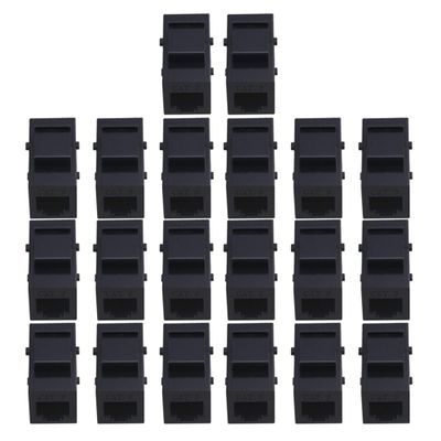 BQLZR Black Metal Cat3 Insert Module Phone Line Coupler RJ-11 6P4C Sound Voice Module Jack Female to Female with Keystone Latch Pack of 20