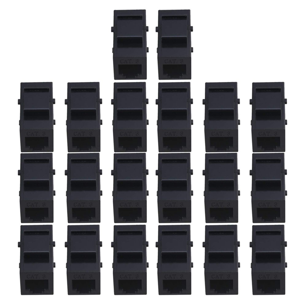 BQLZR Black Metal Cat3 Insert Module Phone Line Coupler RJ-11 6P4C Sound Voice Module Jack Female to Female with Keystone Latch Pack of 20