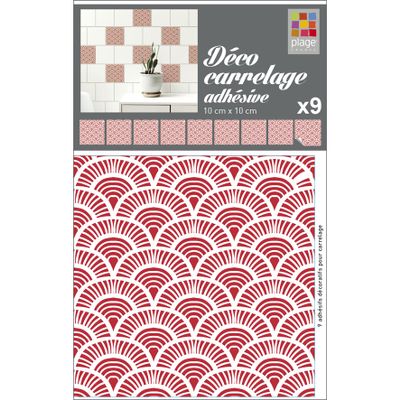 Plage Tile Sticker Miyoshi Pink, Vinyl, Red, 10 x 100 x 10 cm