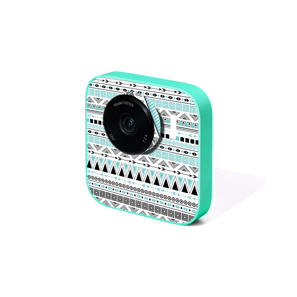 MightySkins Skin Compatible with Google Clips Camera - Turquoise Tribal | Protective, Durable, and Unique Vinyl Decal wrap Cover | Easy to Apply, Remove, and Change Styles | Made in The USA