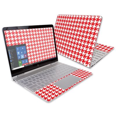 MightySkins Skin Compatible with HP Spectre x360 Convertible 13" (2017) - Red Houndstooth | Protective, Durable, and Unique Vinyl Decal wrap Cover | Easy to Apply, Remove | Made in The USA