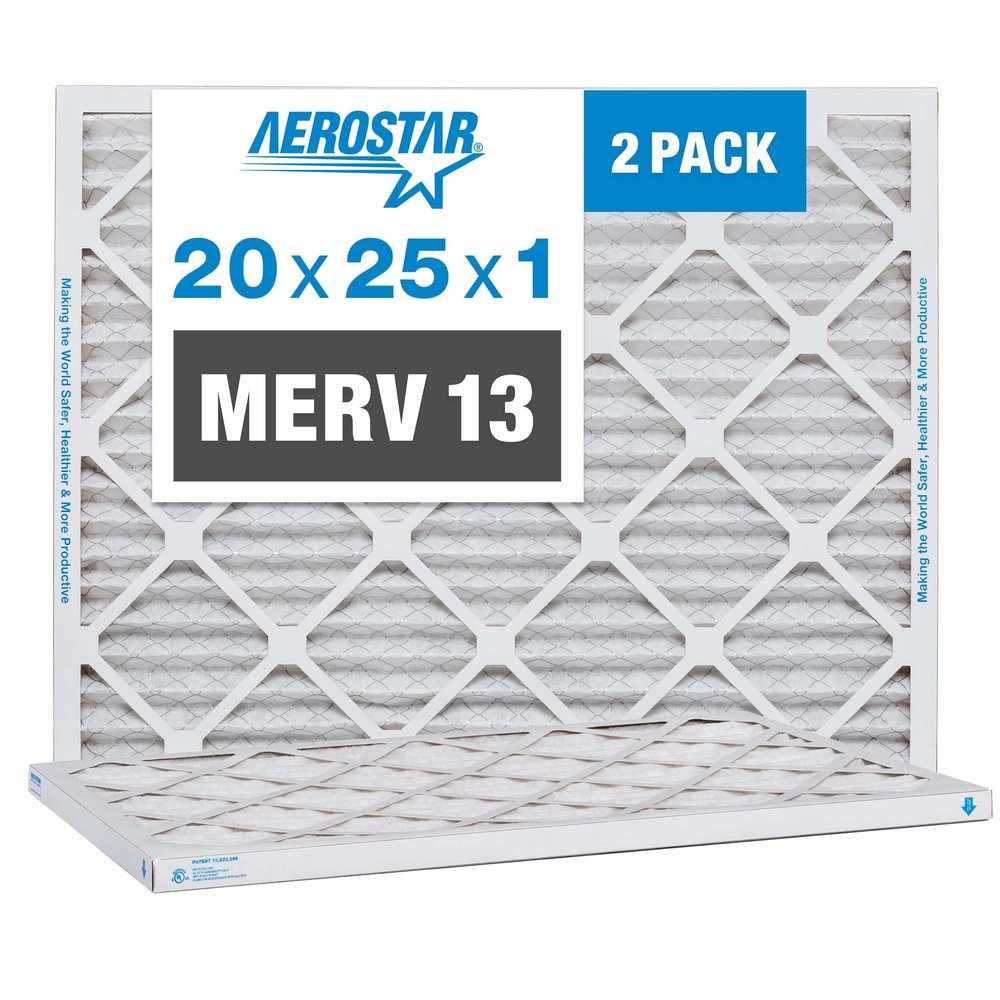 20x25x1 AC and Furnace Air Filter by Aerostar - MERV 13, Box of 2