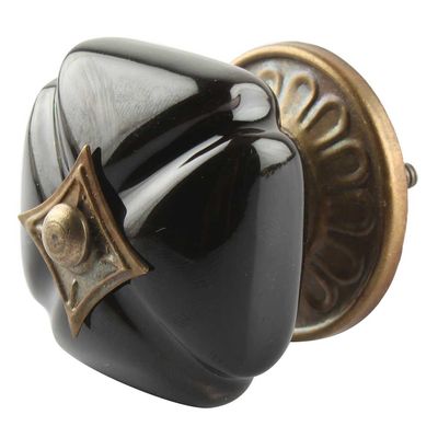 Indian Shelf Pack of 10 Solid Black Ceramic Unique Drawer Handles Dresser Knobs Cabinet Pulls Modern Decorative Look