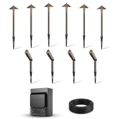 GOODSMANN 10 Pack Low Voltage Landscape Lighting Kit with 150W Transformer