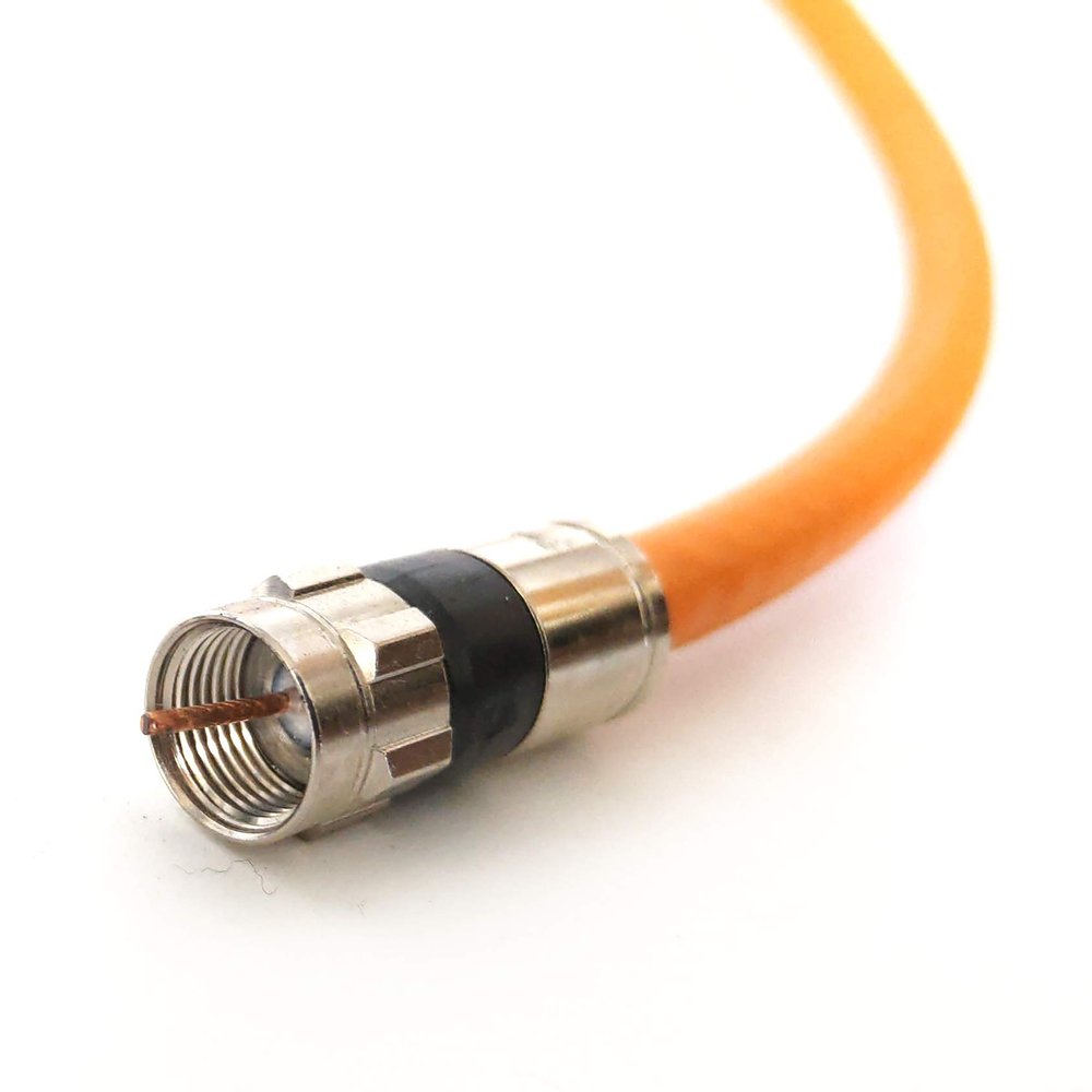 105ft ORANGE 3Ghz DIRECT BURIAL RG6 COAXIAL CABLE 18AWG GEL COAT BRAID NICKEL PLATED BRASS CONNECTORS UNDERGROUND COAX CABLE INTERNET SATELLITE HD OTA ANTENNA ASSEMBLED IN USA by PHAT SATELLITE INTL