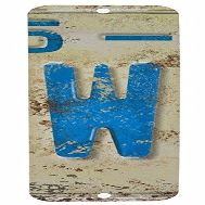 Antique Retro License Plate Indiviidual Alphabet Monogram Wall Letters Use with Wall Mounted Mailboxes, Mancave, Garage Spell Name or Initials Unique Nursery to Teenagers Room (W)