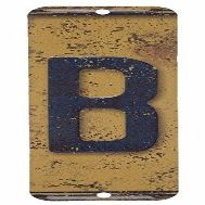 Antique Retro License Plate Indiviidual Alphabet Monogram Wall Letters Use with Wall Mounted Mailboxes, Mancave, Garage Spell Name or Initials Unique Nursery to Teenagers Room (B)