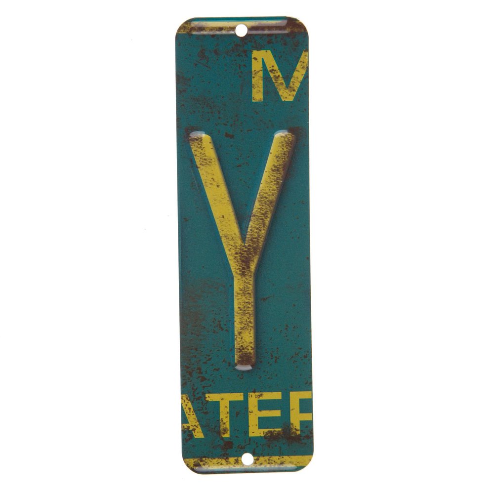 Antique Retro License Plate Indiviidual Alphabet Monogram Wall Letters Use with Wall Mounted Mailboxes, Mancave, Garage Spell Name or Initials Unique Nursery to Teenagers Room (Y)