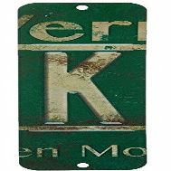 Antique Retro License Plate Indiviidual Alphabet Monogram Wall Letters Use with Wall Mounted Mailboxes, Mancave, Garage Spell Name or Initials Unique Nursery to Teenagers Room (K)