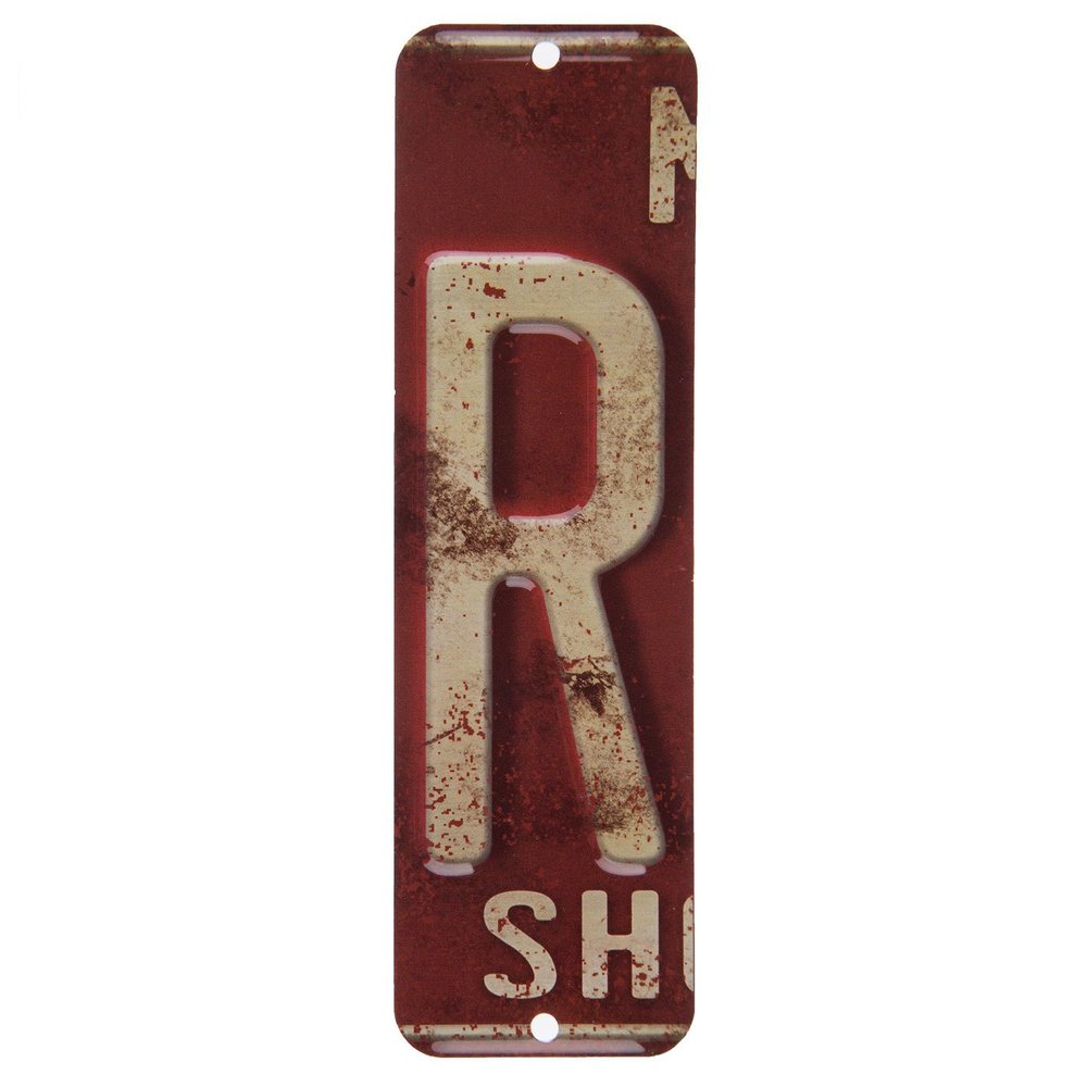 Antique Retro License Plate Indiviidual Alphabet Monogram Wall Letters Use with Wall Mounted Mailboxes, Mancave, Garage Spell Name or Initials Unique Nursery to Teenagers Room (R)