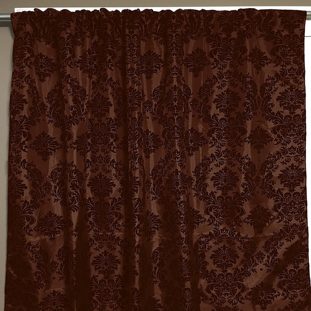 lovemyfabric Taffeta Flocking Damask Print Window Curtain Panel/Stage Backdrop/Photography Backdrop-Brown on Brown (2, 56"X63")