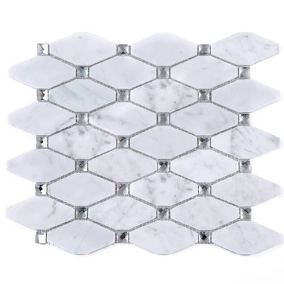 TWHCAG-07 White Carrara with Diamond Stone Mosaic Tile Kitchen and Bath Backsplash Tile