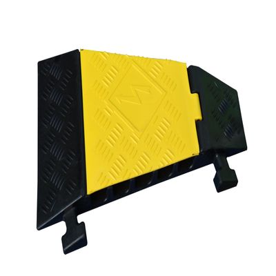 Kable Kontrol Atlas Heavy Duty Cable Protector - 22.5 Degree Left Turn - 5 Channel - CP9988 Compatible - Black & Yellow - Speed Bump and Wire Protector Turn for Indoor & Outdoor Use