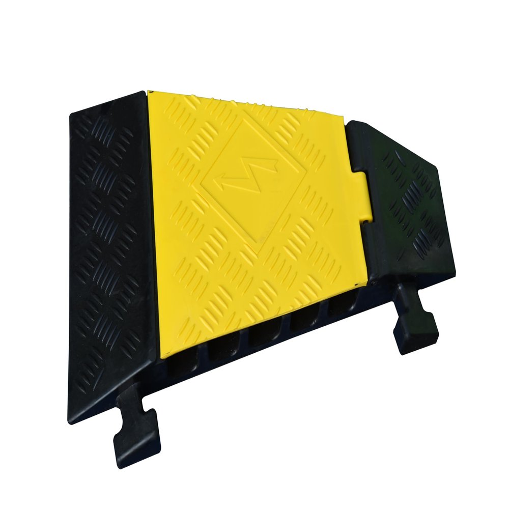 Kable Kontrol Atlas Heavy Duty Cable Protector - 22.5 Degree Left Turn - 5 Channel - CP9988 Compatible - Black & Yellow - Speed Bump and Wire Protector Turn for Indoor & Outdoor Use