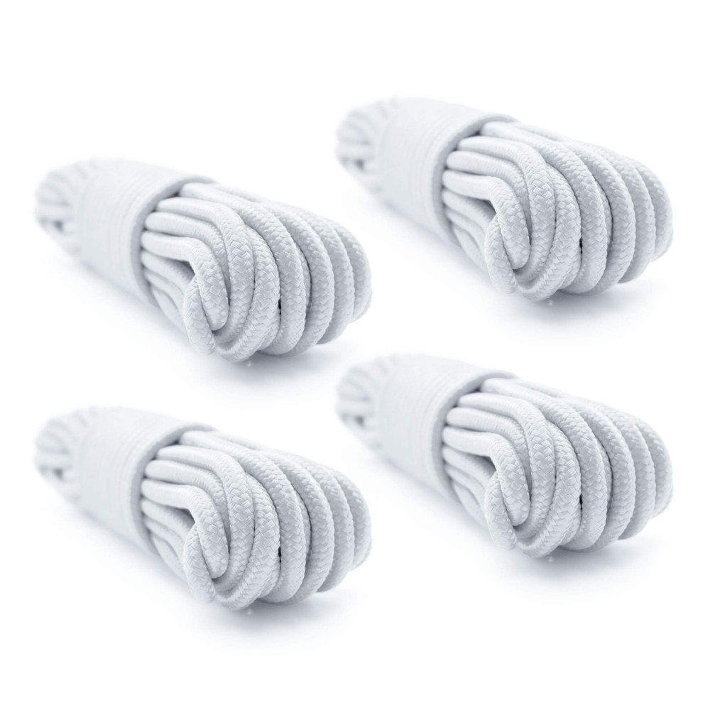 Emergency Zone 9mm Nylon Braided, 50 Foot, Multi-Purpose Camping Rope | White (4 Pack)