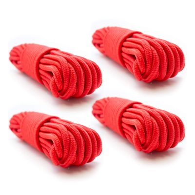 Emergency Zone 9mm Nylon Braided, 50 Foot, Multi-Purpose Camping Rope | Red (4 Pack)