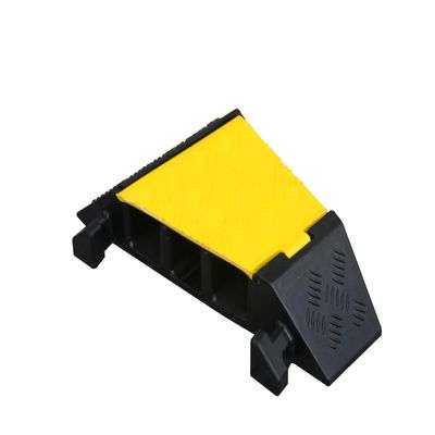 Kable Kontrol Atlas Heavy Duty Cable Protector - 22.5 Degree Left Turn - 3 Channel - CP9986 Compatible - Black & Yellow - Speed Bump and Wire Protector Turn for Indoor & Outdoor Use