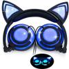 Easycat Cat Ear Headphones, Wired On-Ear Foldable LED Gaming Flashing Lights USB Charger Earphone Headset for Children, Compatible with iOS Phone and Android Phone Laptop (Black) view 1