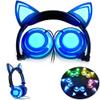 Easycat Cat Ear Headphones, Wired On-Ear Foldable LED Gaming Flashing Lights USB Charger Earphone Headset for Children, Compatible with iOS Phone and Android Phone Laptop (Black) view 2