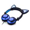 Easycat Cat Ear Headphones, Wired On-Ear Foldable LED Gaming Flashing Lights USB Charger Earphone Headset for Children, Compatible with iOS Phone and Android Phone Laptop (Black) view 3
