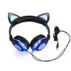 Easycat Cat Ear Headphones, Wired On-Ear Foldable LED Gaming Flashing Lights USB Charger Earphone Headset for Children, Compatible with iOS Phone and Android Phone Laptop (Black) view 4