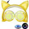 Easycat Cat Ear Headphones, Wired On-Ear Foldable LED Gaming Flashing Lights USB Charger Earphone Headset for Children, Compatible with iOS Phone and Android Phone Laptop (Yellow) view 1