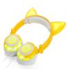 Easycat Cat Ear Headphones, Wired On-Ear Foldable LED Gaming Flashing Lights USB Charger Earphone Headset for Children, Compatible with iOS Phone and Android Phone Laptop (Yellow) view 3