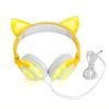 Easycat Cat Ear Headphones, Wired On-Ear Foldable LED Gaming Flashing Lights USB Charger Earphone Headset for Children, Compatible with iOS Phone and Android Phone Laptop (Yellow) view 4