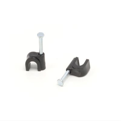 THE CIMPLE CO Single Coaxial Cable Clips 1/4 in - Indoor/Outdoor Cable Fasteners for Coax, Ethernet, CAT, Wires, and Tubing - Wire Clips with Nails 1/4 Inch (6mm) - 50 PCS, Black