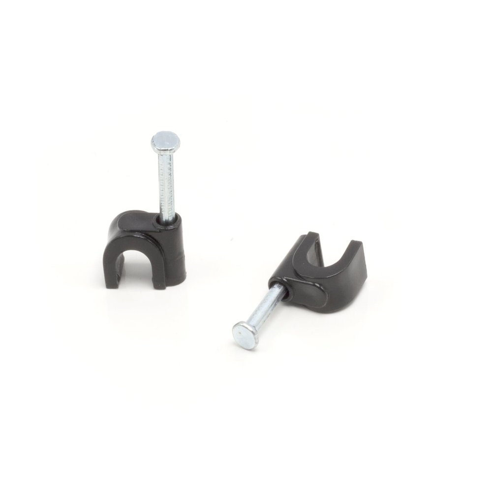 THE CIMPLE CO Single Coaxial Cable Clips 1/4 in - Indoor/Outdoor Cable Fasteners for Coax, Ethernet, CAT, Wires, and Tubing - Wire Clips with Nails 1/4 Inch (6mm) - 50 PCS, Black
