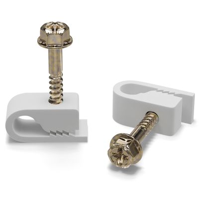 THE CIMPLE CO Single Cable Clips with Screws - 1/4 Inch Coaxial Cable Clamps Outdoor - Exterior Cord Management for Coax, CAT Ethernet, Electrical Wire - Screw Clamps for Wires - 50 PCS, White