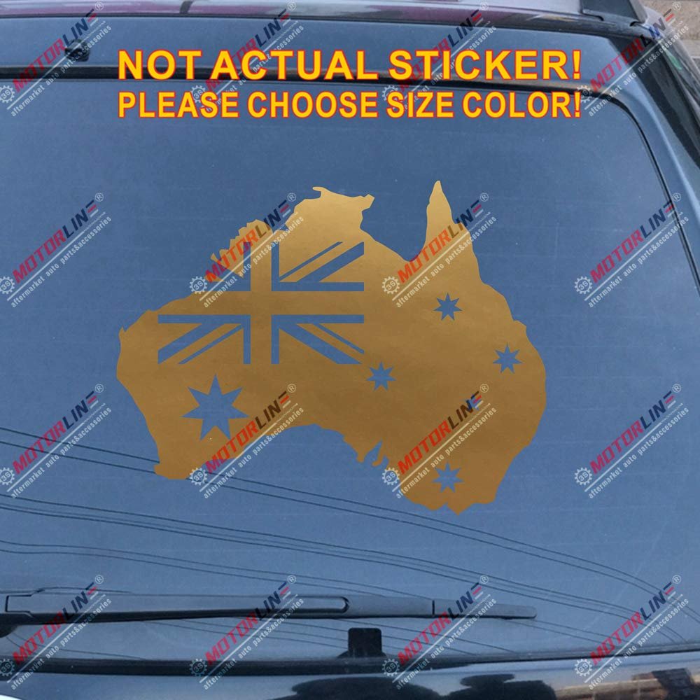 Flag Map of Australia Australian Outline Decal Sticker Car Vinyl Pick Size Color die Cut no bkgrd (Gold, 4'' (10.2cm))