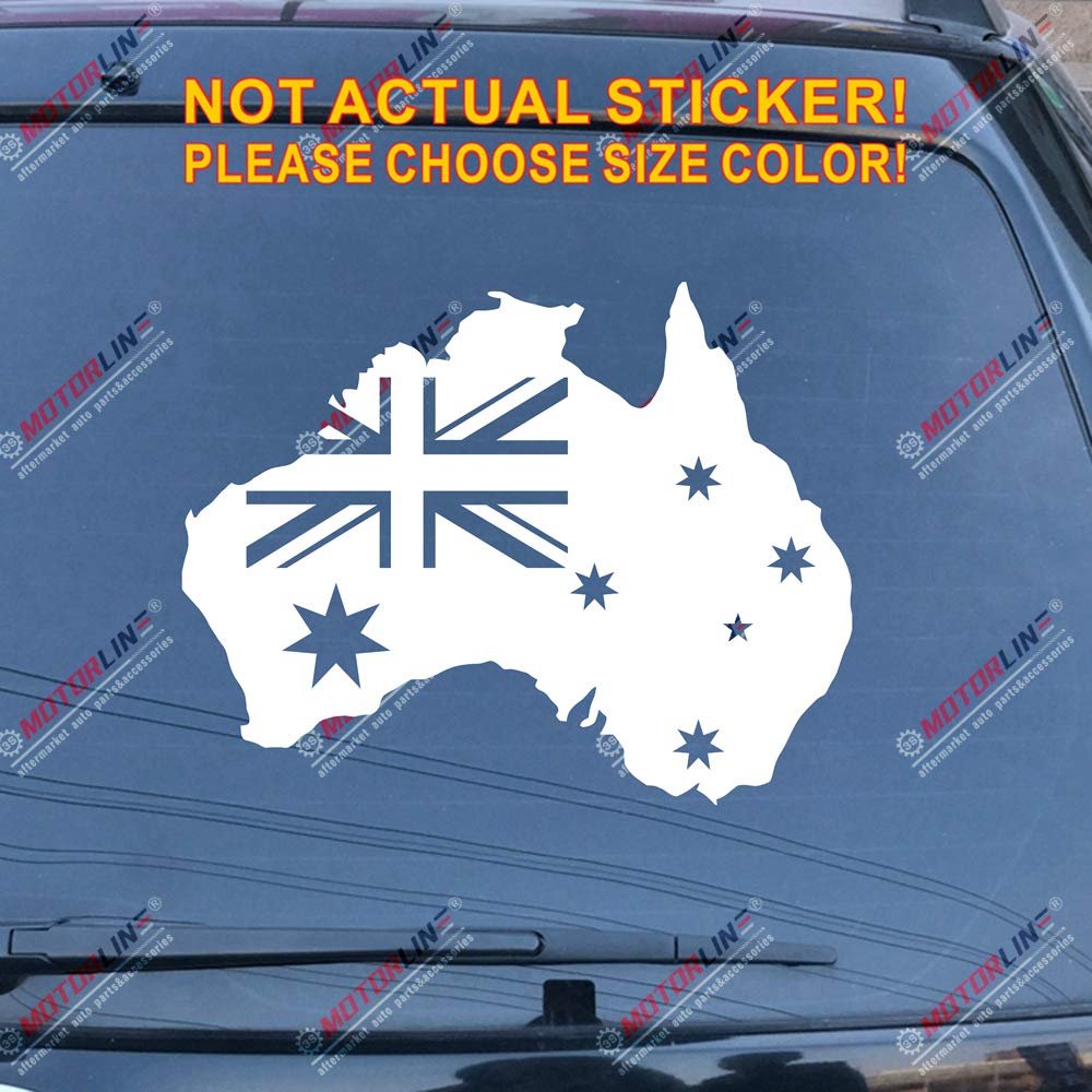 Flag Map of Australia Australian Outline Decal Sticker Car Vinyl Pick Size Color die Cut no bkgrd (White, 4'' (10.2cm))