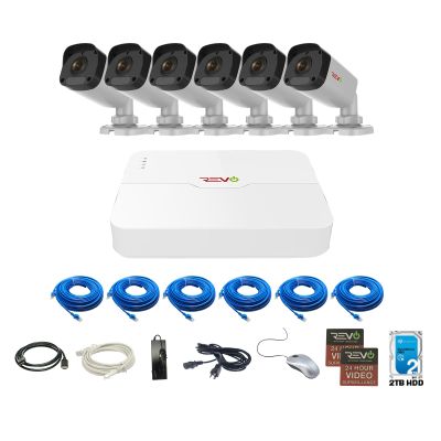 REVO America Ultra HD 8 Ch. 1TB HDD IP NVR Video Security System, 4 x 2K (4MP) IR Indoor/Outdoor Bullet Security Cameras - Remote Access Via Smart Phone, Tablet, PC & MAC (No Monthly Fees)
