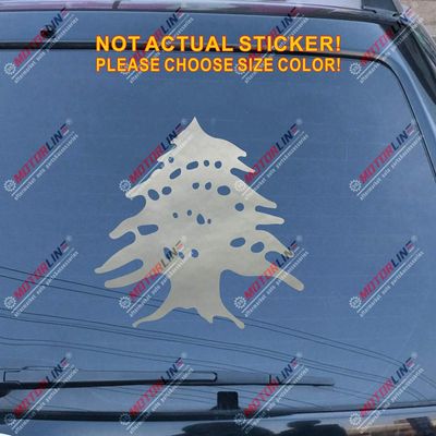 Cedar of Lebanon Decal Sticker Flag of Lebanon Car Vinyl Pick Size Color die Cut no bkgrd (Silver, 4'' (10.2cm))