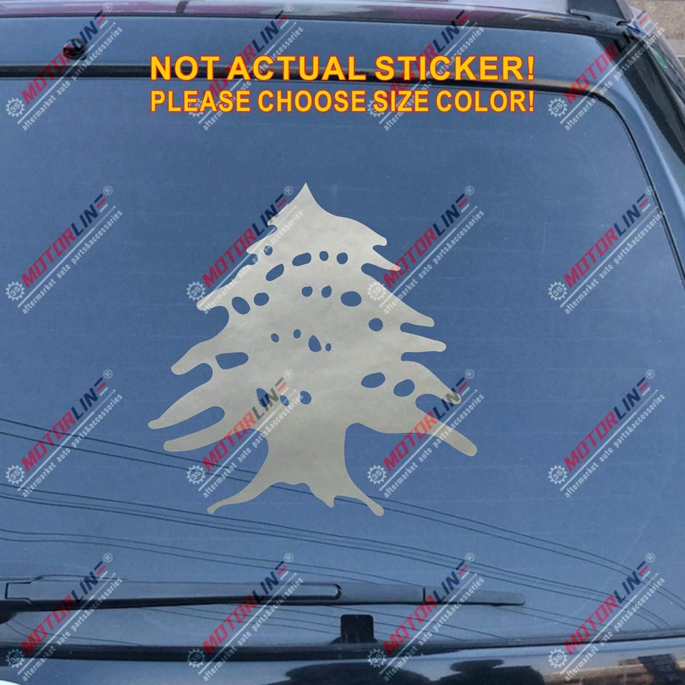 Cedar of Lebanon Decal Sticker Flag of Lebanon Car Vinyl Pick Size Color die Cut no bkgrd (Silver, 4'' (10.2cm))