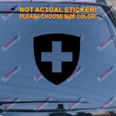 Coat of Arms of Switzerland Swiss Flag Decal Sticker Car Vinyl Pick Size Color die Cut no bkgrd (Black, 20'' (50.8cm))