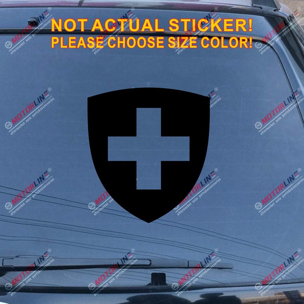 Coat of Arms of Switzerland Swiss Flag Decal Sticker Car Vinyl Pick Size Color die Cut no bkgrd (Black, 20'' (50.8cm))