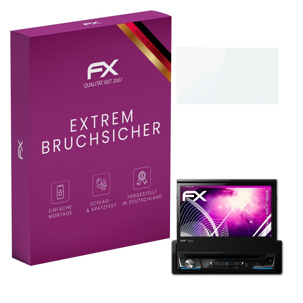 atFoliX Plastic Glass Protective Film compatible with Pioneer AVH-Z7100DAB, 9H Hybrid-Glass FX Screen Protector
