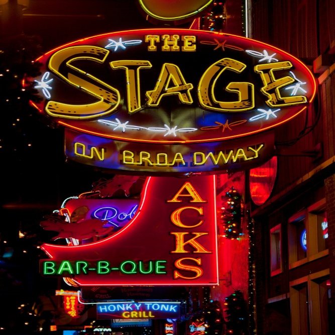 Neon Signs on Lower Broadway Area Nashville Tennessee USA Poster Print by Panoramic Images (24 x 18)